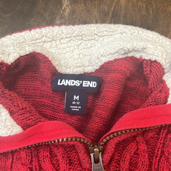 Lands' End Quarter Zip Red Sweater - Picture 2 of 3
